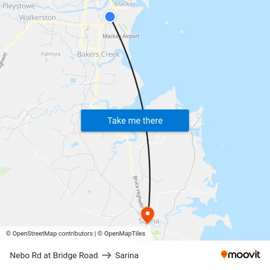 Nebo Rd at Bridge Road to Sarina map