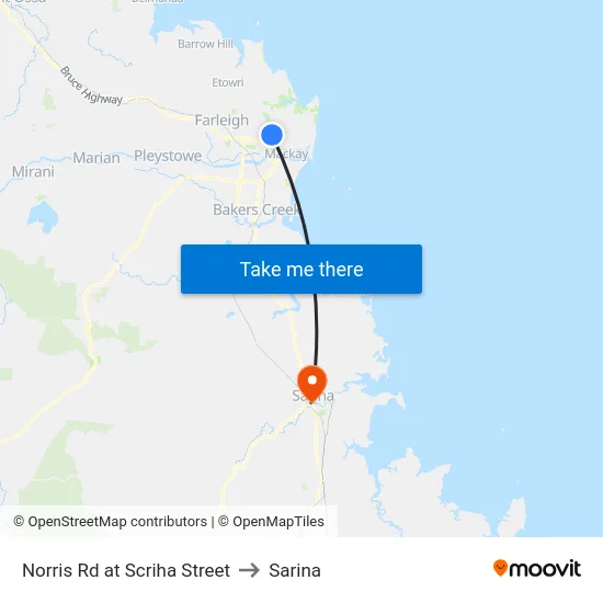 Norris Rd at Scriha Street to Sarina map