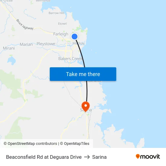 Beaconsfield Rd at Deguara Drive to Sarina map