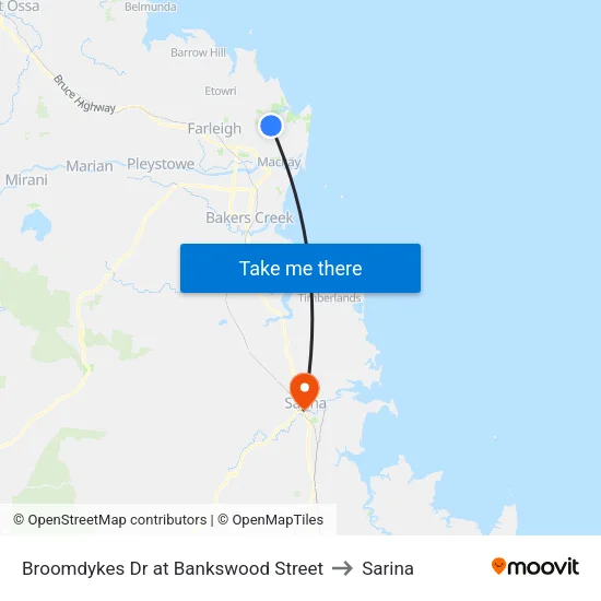 Broomdykes Dr at Bankswood Street to Sarina map