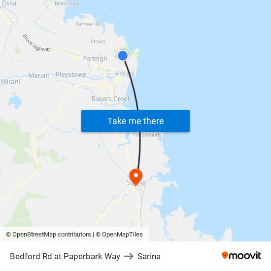 Bedford Rd at Paperbark Way to Sarina map