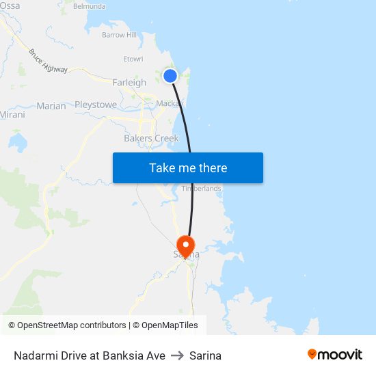Nadarmi Drive at Banksia Ave to Sarina map