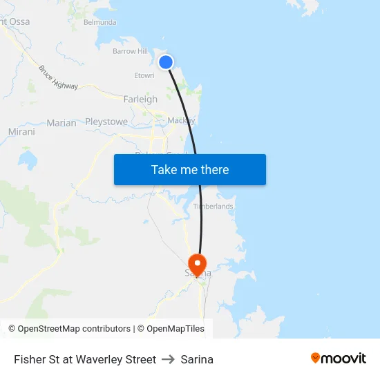 Fisher St at Waverley Street to Sarina map