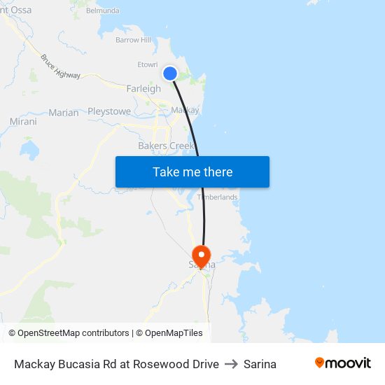 Mackay Bucasia Rd at Rosewood Drive to Sarina map