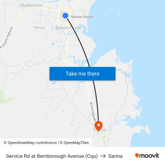 Service Rd at Bernborough Avenue (Cqu) to Sarina map