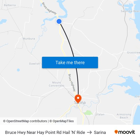 Bruce Hwy Near Hay Point Rd Hail 'N' Ride to Sarina map