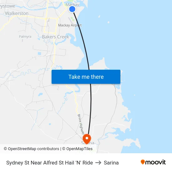 Sydney St Near Alfred St Hail 'N' Ride to Sarina map