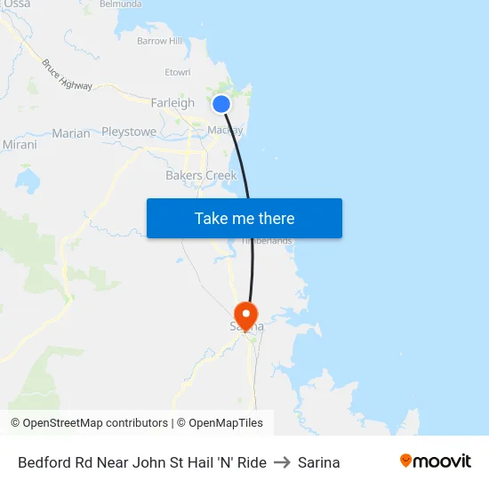 Bedford Rd Near John St Hail 'N' Ride to Sarina map