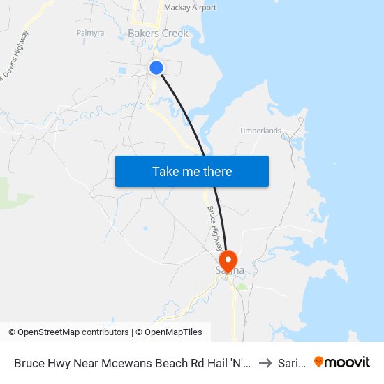 Bruce Hwy Near Mcewans Beach Rd Hail 'N' Ride to Sarina map