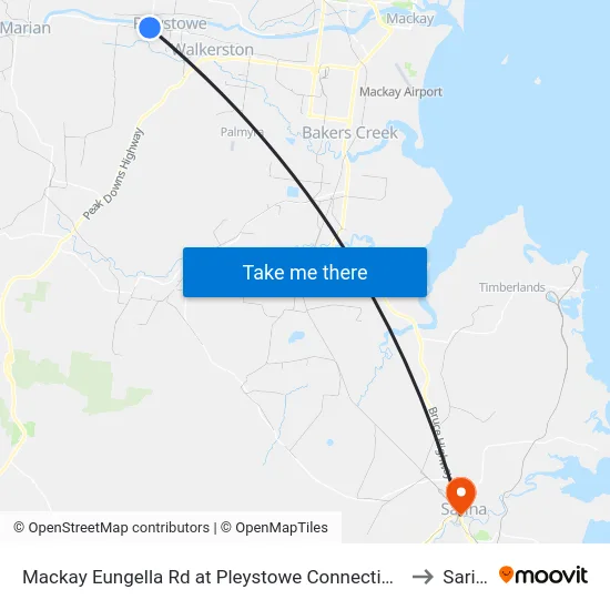 Mackay Eungella Rd at Pleystowe Connection Road to Sarina map