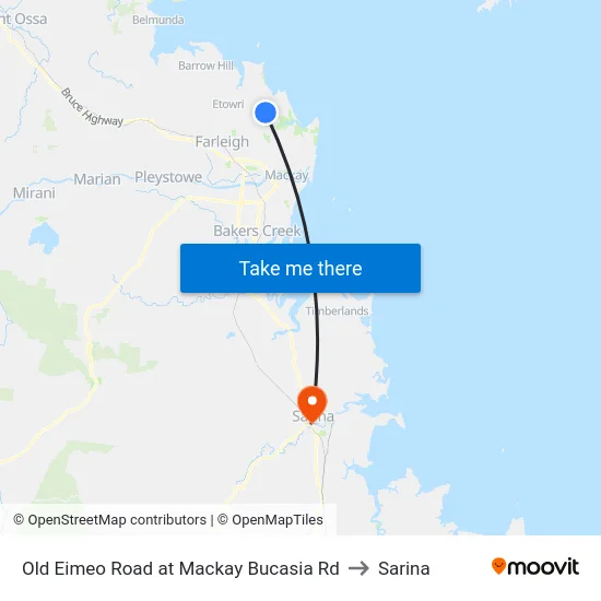 Old Eimeo Road at Mackay Bucasia Rd to Sarina map