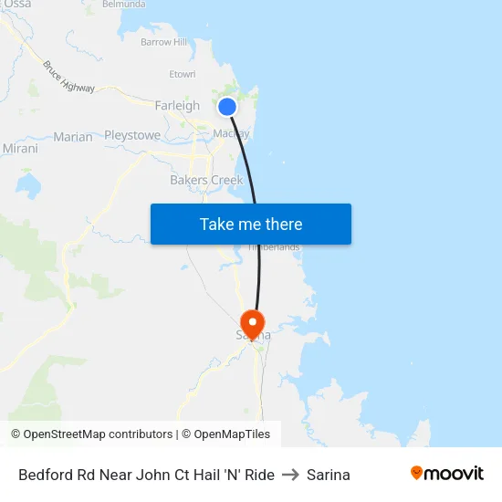 Bedford Rd Near John Ct Hail 'N' Ride to Sarina map