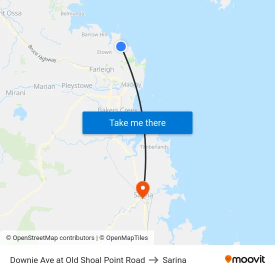 Downie Ave at Old Shoal Point Road to Sarina map