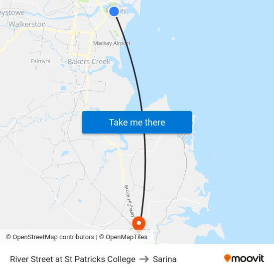 River Street at St Patricks College to Sarina map