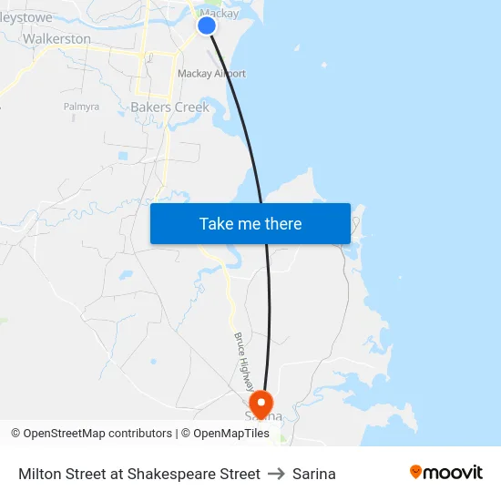 Milton Street at Shakespeare Street to Sarina map