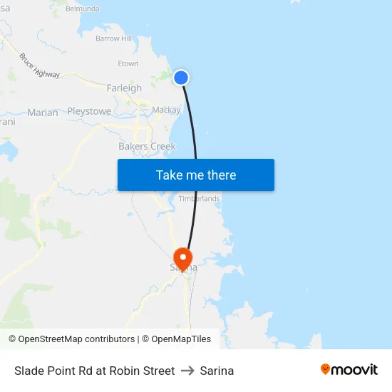 Slade Point Rd at Robin Street to Sarina map