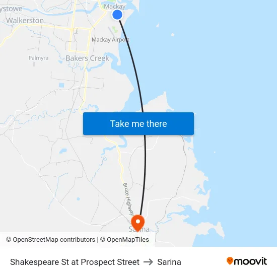 Shakespeare St at Prospect Street to Sarina map