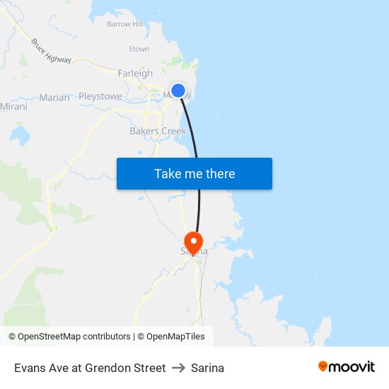 Evans Ave at Grendon Street to Sarina map