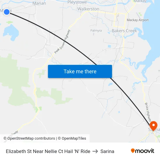 Elizabeth St Near Nellie Ct Hail 'N' Ride to Sarina map