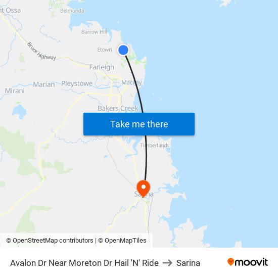 Avalon Dr Near Moreton Dr Hail 'N' Ride to Sarina map