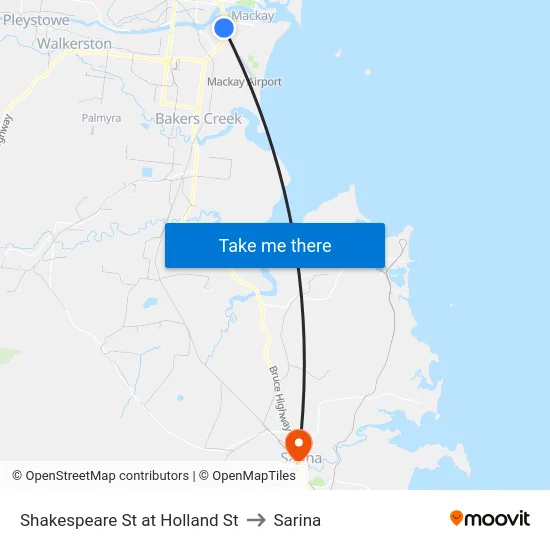 Shakespeare St at Holland St to Sarina map