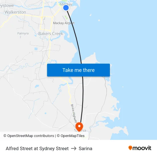 Alfred Street at Sydney Street to Sarina map