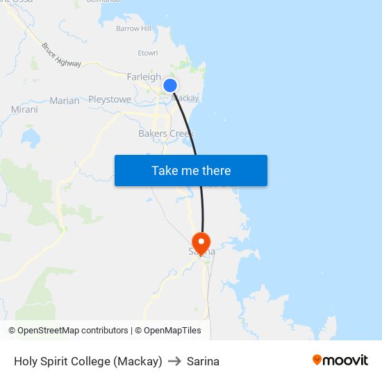 Holy Spirit College (Mackay) to Sarina map