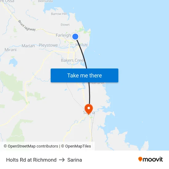 Holts Rd at Richmond to Sarina map