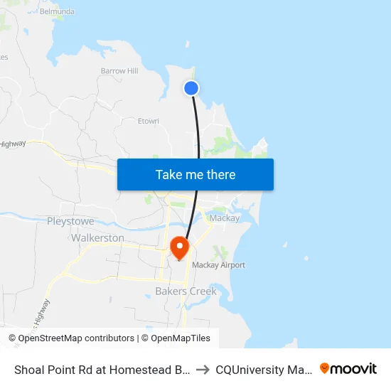 Shoal Point Rd at Homestead Bay Ave to CQUniversity Mackay map