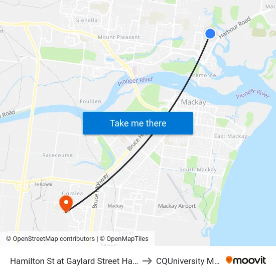 Hamilton St at Gaylard Street Hail 'N' Ride to CQUniversity Mackay map