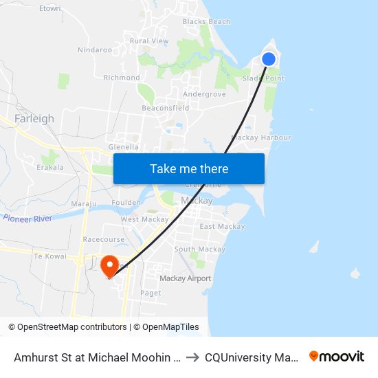 Amhurst St at Michael Moohin Drive to CQUniversity Mackay map
