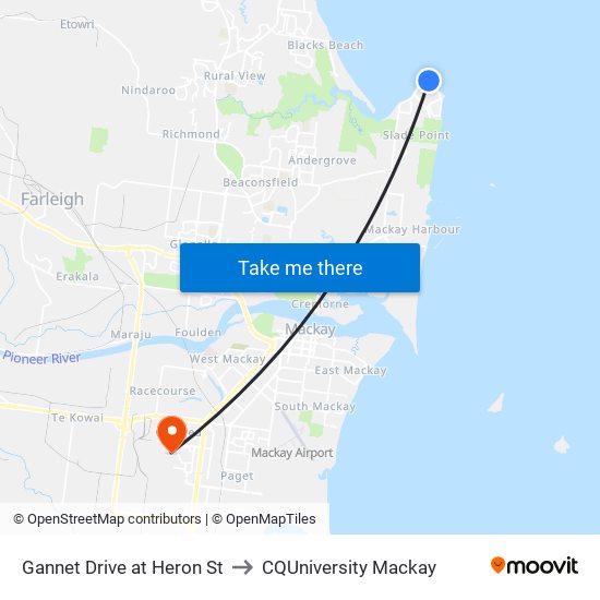 Gannet Drive at Heron St to CQUniversity Mackay map