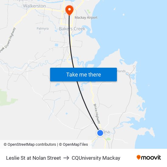 Leslie St at Nolan Street to CQUniversity Mackay map