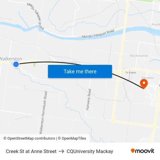 Creek St at Anne Street to CQUniversity Mackay map
