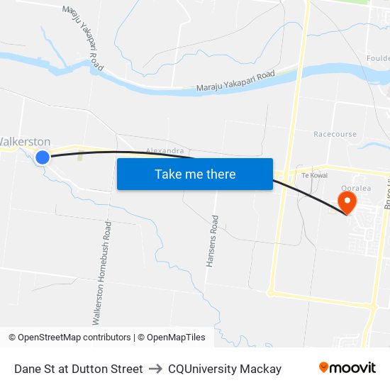 Dane St at Dutton Street to CQUniversity Mackay map