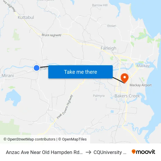 Anzac Ave Near Old Hampden Rd Hail 'N' Ride to CQUniversity Mackay map
