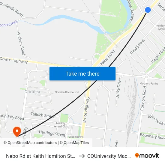 Nebo Rd at Keith Hamilton Street to CQUniversity Mackay map
