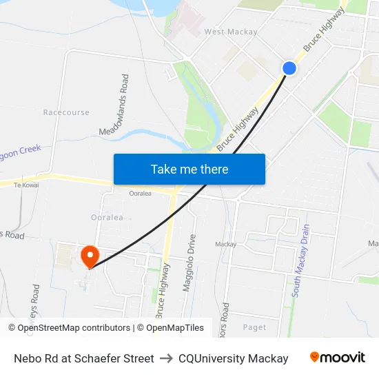 Nebo Rd at Schaefer Street to CQUniversity Mackay map