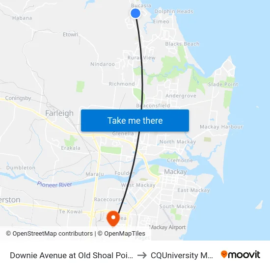 Downie Avenue at Old Shoal Point Road to CQUniversity Mackay map