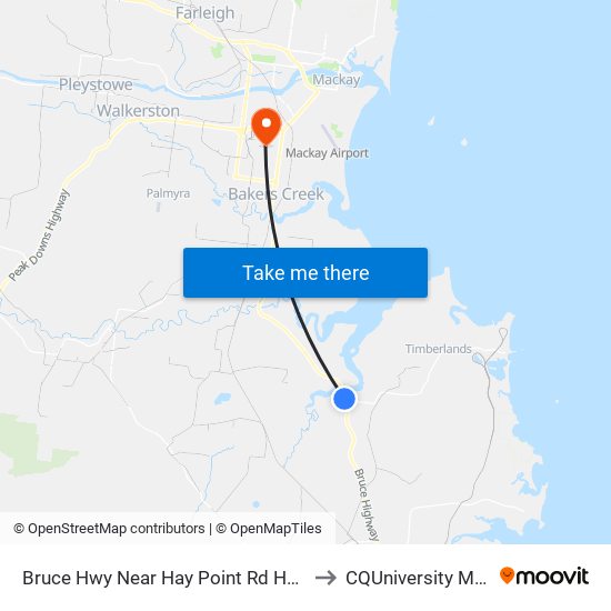 Bruce Hwy Near Hay Point Rd Hail 'N' Ride to CQUniversity Mackay map