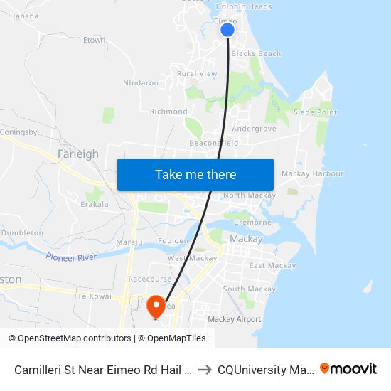 Camilleri St Near Eimeo Rd Hail 'N' Ride to CQUniversity Mackay map