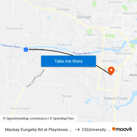 Mackay Eungella Rd at Pleystowe Connection Road to CQUniversity Mackay map