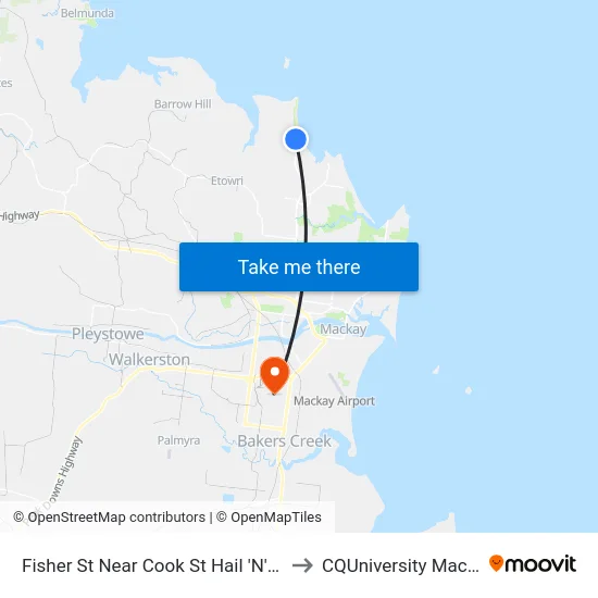 Fisher St Near Cook St Hail 'N' Ride to CQUniversity Mackay map