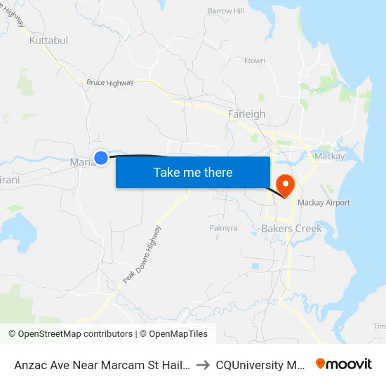 Anzac Ave Near Marcam St Hail 'N' Ride to CQUniversity Mackay map