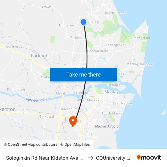 Sologinkin Rd Near Kidston Ave Hail 'N' Ride to CQUniversity Mackay map