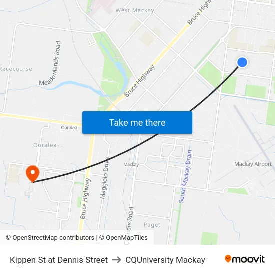 Kippen St at Dennis Street to CQUniversity Mackay map