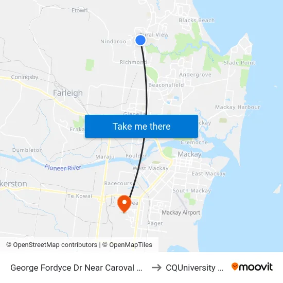George Fordyce Dr Near Caroval Dr Hail 'N' Ride to CQUniversity Mackay map