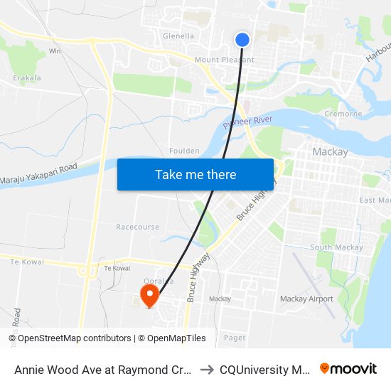 Annie Wood Ave at Raymond Croker Ave to CQUniversity Mackay map