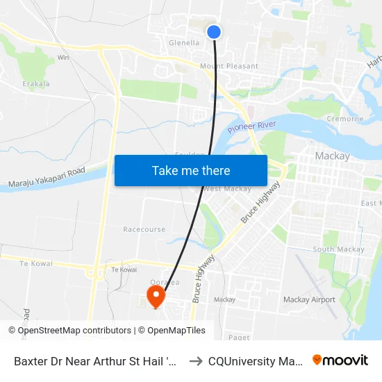 Baxter Dr Near Arthur St Hail 'N' Ride to CQUniversity Mackay map