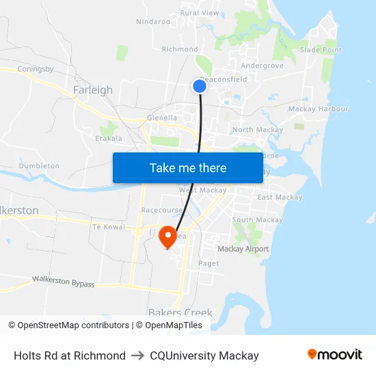 Holts Rd at Richmond to CQUniversity Mackay map